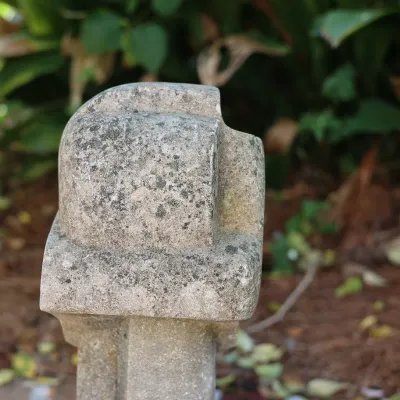 Mid-Century Modern Abstract Figural Stone Sculpture on Stone Base