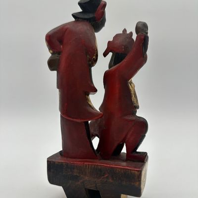 Chinese Carved Gilt & Polychrome Wood Figural Group