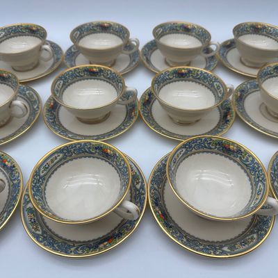 Lenox Autumn China Teapot, Teacups, Candlesticks & Bow