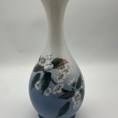 Pair of Royal Copenhagen Apple Blossom Porcelain Vases