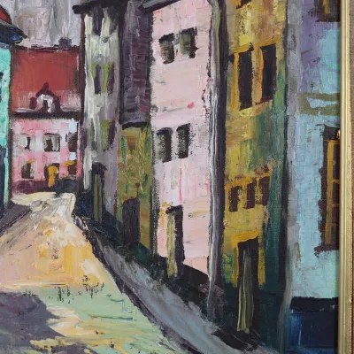 Ronald Ergo (Belgian, 1936–2024), “City Scene,” Signed Oil on Canvas