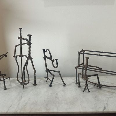 Signed Welded Metal Musician Sculpture Ensemble