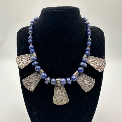 Sterling Silver & Lapis Lazuli Statement Necklace