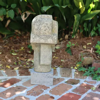 Mid-Century Modern Abstract Figural Stone Sculpture on Stone Base