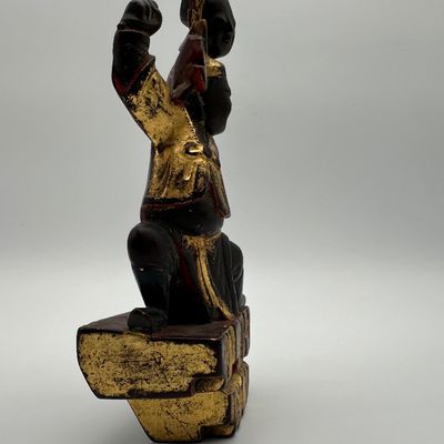 Chinese Carved Gilt & Polychrome Wood Figural Group