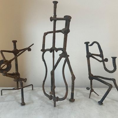 Signed Welded Metal Musician Sculpture Ensemble