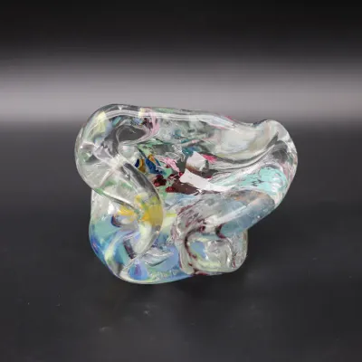 Multicolor Freeform Art Glass Sculpture