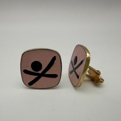 Vintage Anson Pink & Black Enamel Cufflinks
