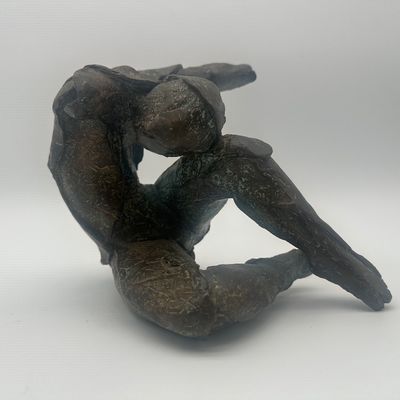 Signed Bronze Reclining Figure Sculpture