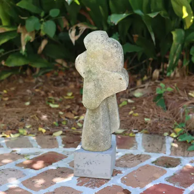 Mid-Century Modern Abstract Figural Stone Sculpture on Stone Base