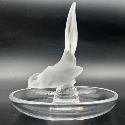 Lalique France Frosted Crystal Pheasant Ring Dish – Signed