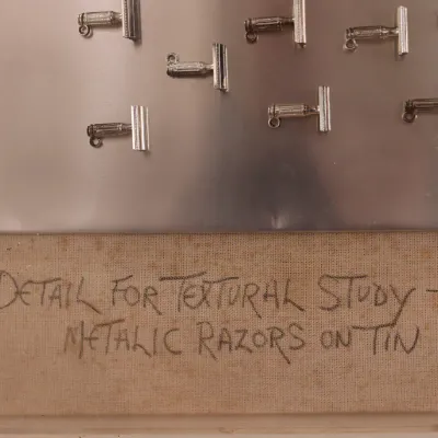 Terry Weldon “Detail for Textural Study – Metallic Razors on Tin” 1975 Metal Sculpture