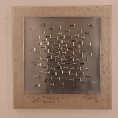 Terry Weldon “Detail for Textural Study – Metallic Razors on Tin” 1975 Metal Sculpture