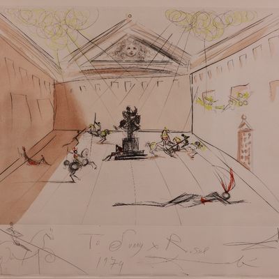 Salvador Dalí Signed Chevalier en Tournoi Etching with Pochoir Colors – 52/150, 1979