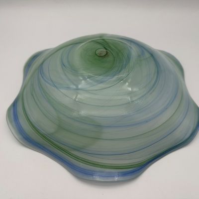 VIETRI Blue & Green Swirl Art Glass Bowl