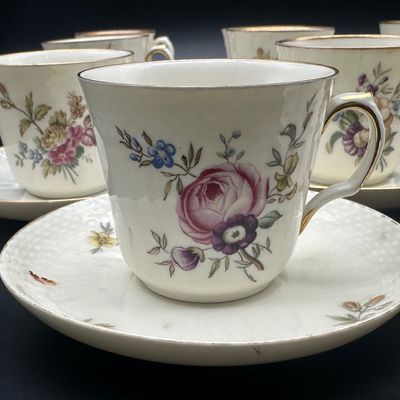 Royal Copenhagen Floral Demitasse Cups & Saucers – Set of 15