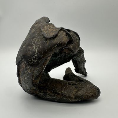 Signed Bronze Reclining Figure Sculpture
