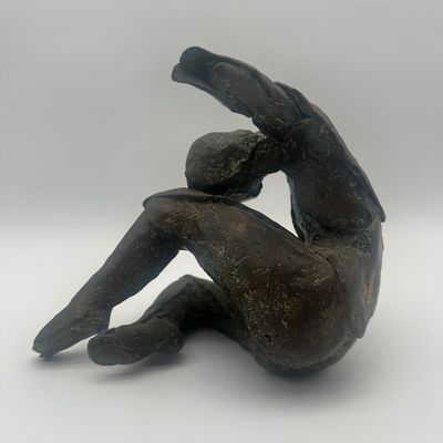 Signed Bronze Reclining Figure Sculpture