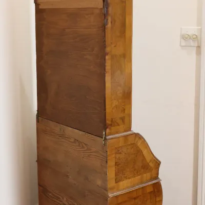 Antique Dutch-Style Burlwood & Marquetry Bombé Secretary Bookcase
