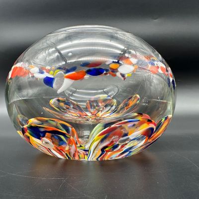 Bart Zimmerman Signed Multicolor Art Glass Lidded Jar