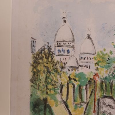 Maurice Utrillo Signed Color Lithograph – Montmartre (Paris Capitale), 1955