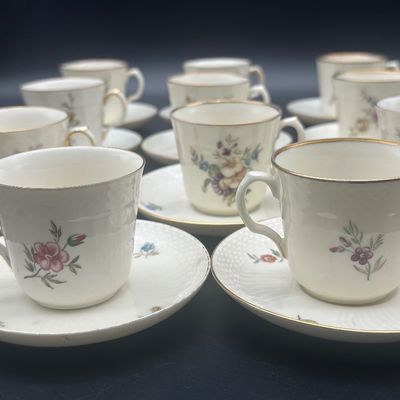 Royal Copenhagen Floral Demitasse Cups & Saucers – Set of 15