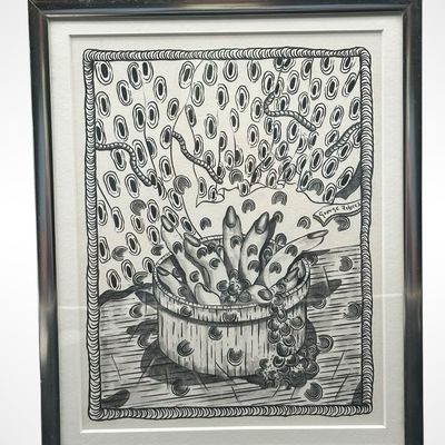 George Febres Original Surrealist Drawing – Signed