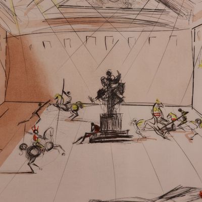 Salvador Dalí Signed Chevalier en Tournoi Etching with Pochoir Colors – 52/150, 1979