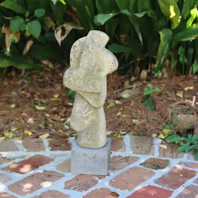 Mid-Century Modern Abstract Figural Stone Sculpture on Stone Base