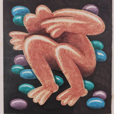 Original Robert Gordy (1933–1986), Crouching Figure, Louisiana Modernist