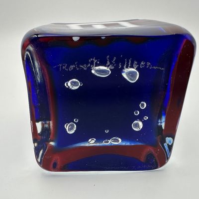 Robert William Willson Signed Glass Cube, 1977
