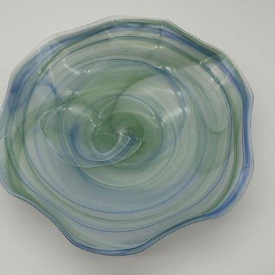 VIETRI Blue & Green Swirl Art Glass Bowl