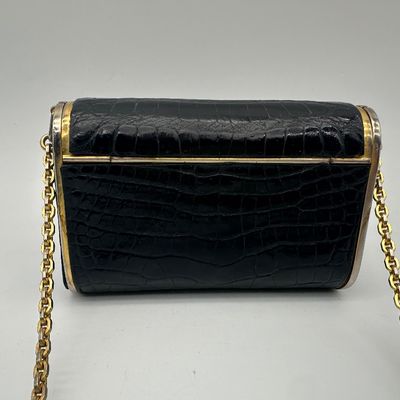 Judith Leiber Vintage Black Exotic Skin Shoulder Bag