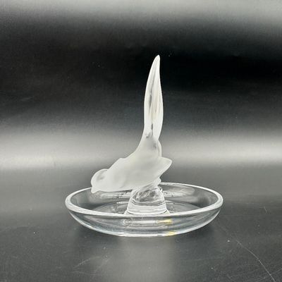 Lalique France Frosted Crystal Pheasant Ring Dish – Signed