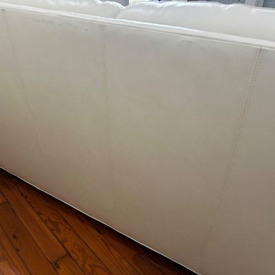 Whittemore-Sherrill Genuine Leather Sofa – Ivory/Cream – Nailhead Trim – Made in USA