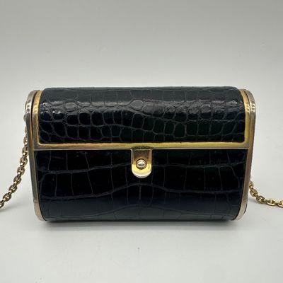 Judith Leiber Vintage Black Exotic Skin Shoulder Bag