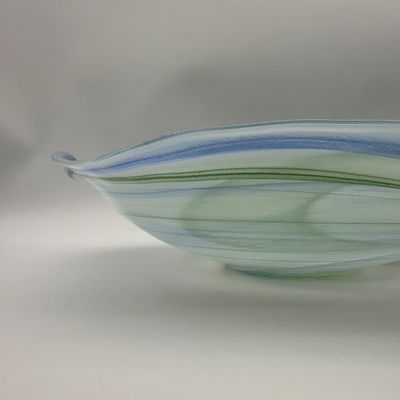 VIETRI Blue & Green Swirl Art Glass Bowl