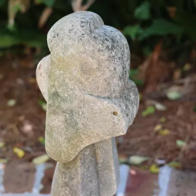 Mid-Century Modern Abstract Figural Stone Sculpture on Stone Base