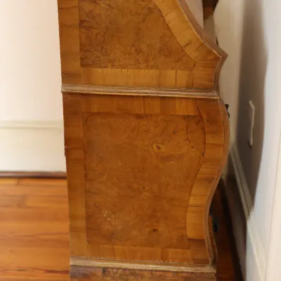 Antique Dutch-Style Burlwood & Marquetry Bombé Secretary Bookcase