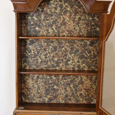 Antique Dutch-Style Burlwood & Marquetry Bombé Secretary Bookcase
