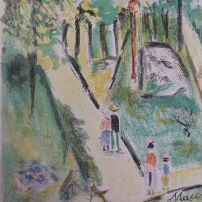 Maurice Utrillo Signed Color Lithograph – Montmartre (Paris Capitale), 1955
