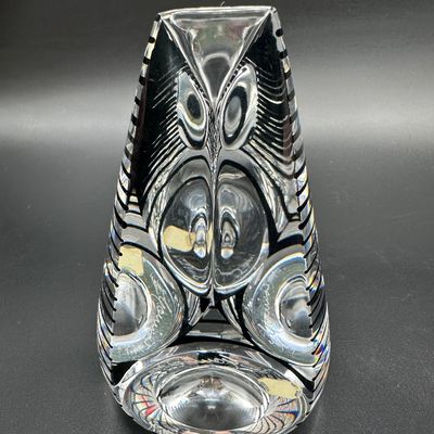 Correia Signed Optical Art Glass Paperweight Sculpture