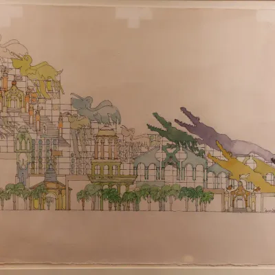 Charles Moore (1925–1993), “Wonderwall, New Orleans,” 1984, Signed Original Watercolor & Ink