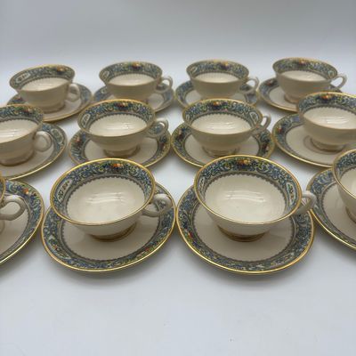 Lenox Autumn China Teapot, Teacups, Candlesticks & Bow
