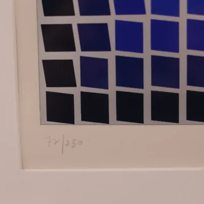 Victor Vasarely (Hungarian/French, 1906–1997), Blue Squares, Signed Serigraph 72/250