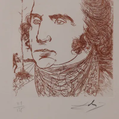Salvador Dalí “George Washington” from Five Americans, 1967 Signed Etching