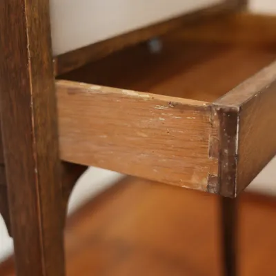 Vintage Wood Side Table with Decorative Top