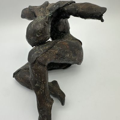 Signed Bronze Reclining Figure Sculpture