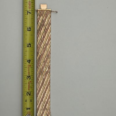 Italian 14K Tri-Color Gold Woven Mesh Bracelet