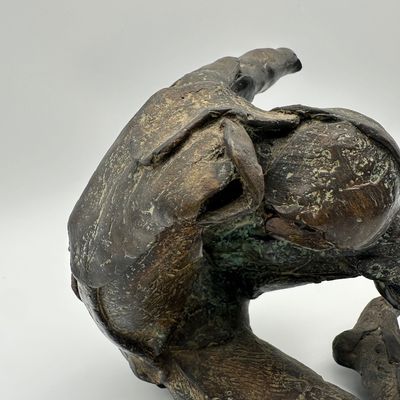Signed Bronze Reclining Figure Sculpture